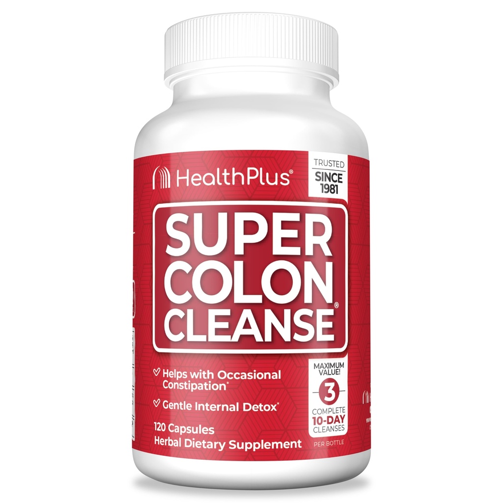 健康+超级Colon Cleanse 30天供应 Gentle Gut Cleanse Detox, Psyllium Husk, 辅助便秘治疗和消化支持的Probios, 120 Capsules