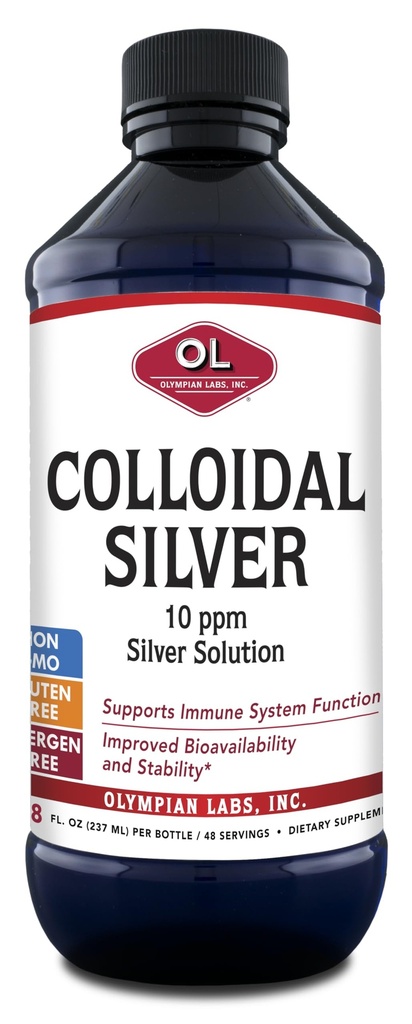 Olympian Labs Colloidal Silver 8floz 45 服务 - 10ppm 生物可用银膜支持
