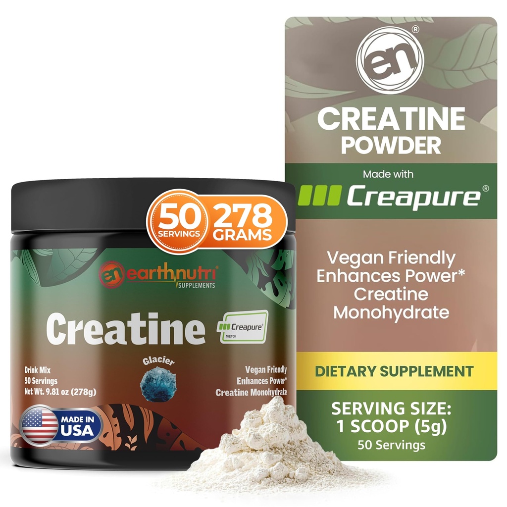 EarthNutri Creatine Monohydrate Powder - 纯Creatine 对肌肉力量,力量和性能的补充 - 非GMO,无糖,无添加 - 男与女,Flavored 250g