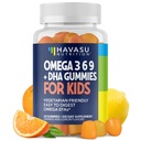 Omega 3 6 9 + DHA Gummys for Kids - Vegetarian, Plant-based fish Oil with DHA 和 EPA for Children 2+ 支持身体和大脑发育 - 无鱼味 - 柠檬和橙汁 - 60个计数