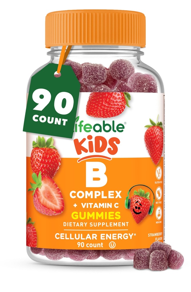 给孩子的维他命维生素B复合体 配有VIT C | | Great Tasting B complex Gummys | Vegan Kids B Complex | 能量和神经支持 | 90 Gummys