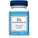 The Vitamin Shoppe Vitamin D3 1000IU - Bone Immune & Cellular Health | Cholecalciferol Softgels | 100 Softgels | Gluten-Free