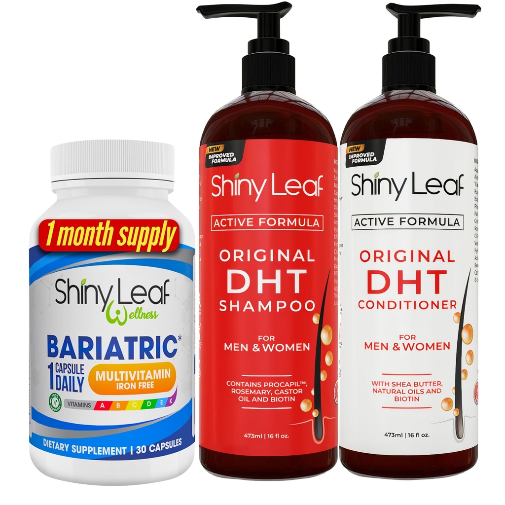 Bariaric Multivitamin Iron-Free and DHT Blocker Shampoo and Contitioner, 洗发机和男女用发机