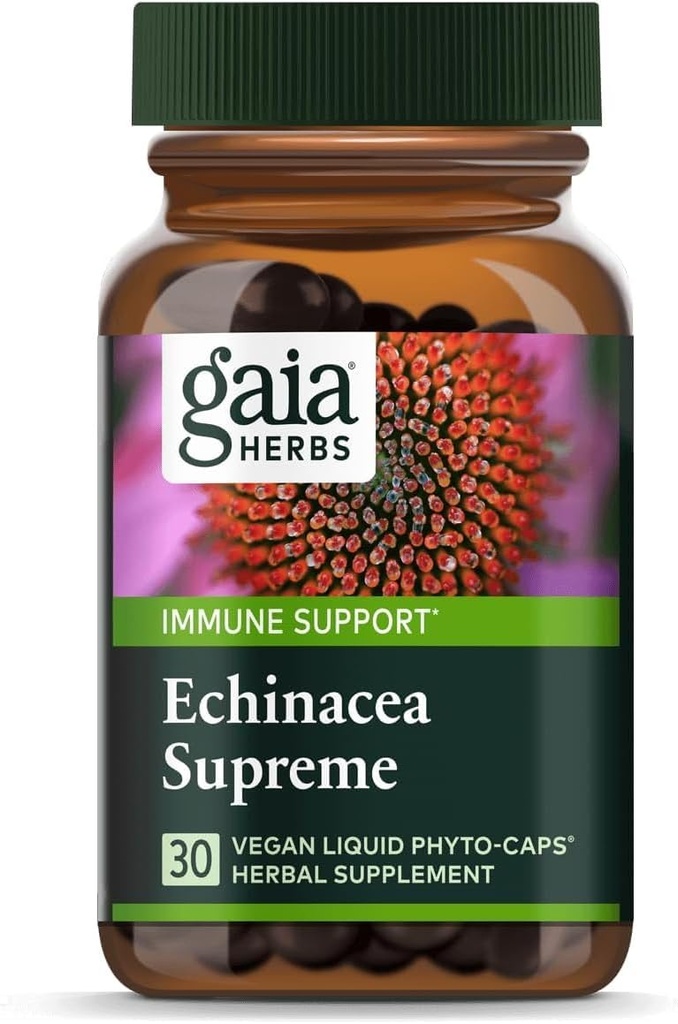 Gaia Herbs Echinacea Supreme - Immune支助补编 - Echinacea Purpurea & Angustifolia 支持Immune系统的组合 - 30 Vegan液态植物-Capsules(15日供应)