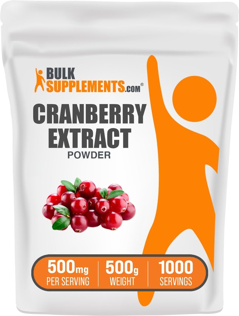 Bulk Assupports.com Cranberry 提取粉末 - Cranberry 火焰粉末,来源于Vaccinium macrocarpon 水果 - Vegan & Gluten Free,每服500mg,500g(1.1磅) (Pack of 1)