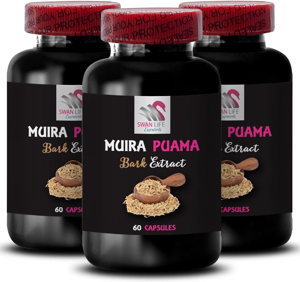 草药支持 - MUIRA PUARK EXTRACT - 能量协同,耐力提升,基于植物的振兴,能量混合,每日充电,焦点动力,生活方式激活 3瓶180 Capsules