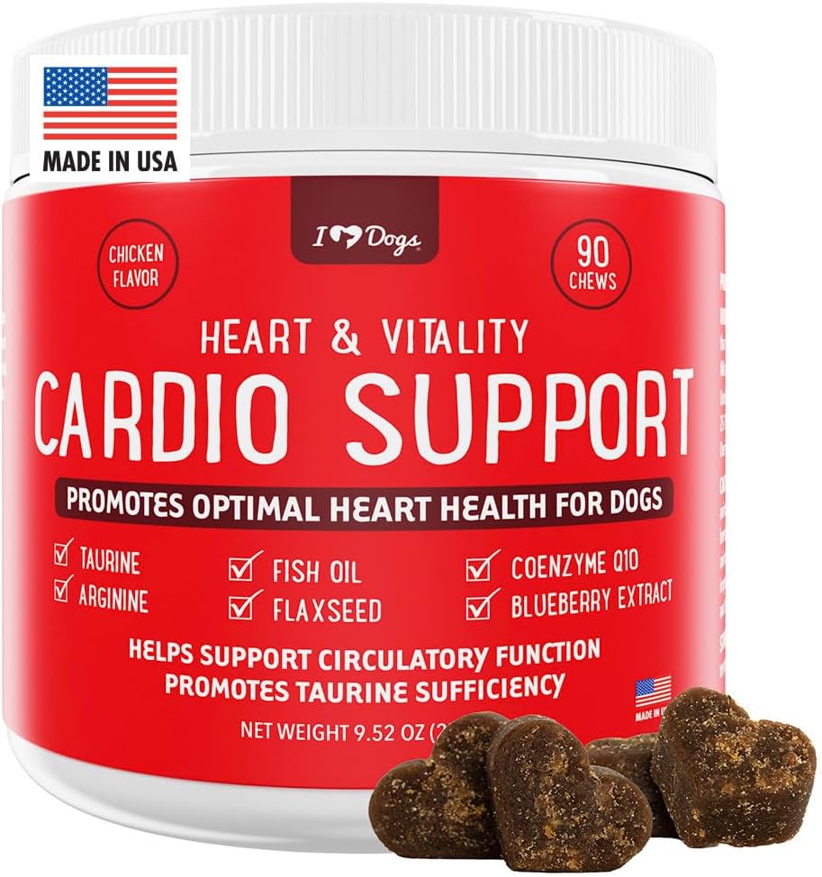 iHeartDogs Heart & Virtuality Cardio 对狗的支持 - 狗心健康补充,配有Anchovy Oil, Taurine, Flaxseed, Arginine,蓝莓提取,Coenzyme Q10