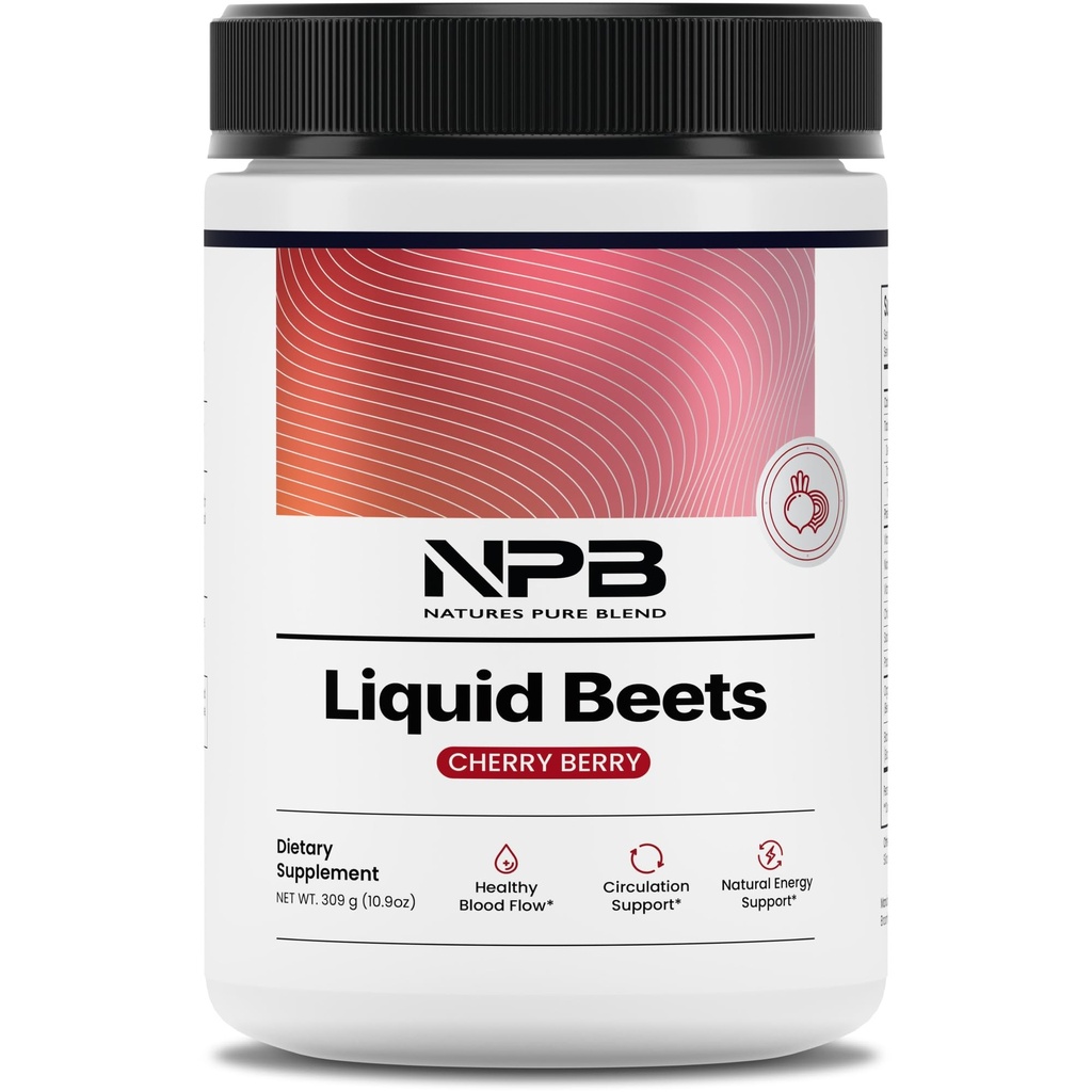 Nature's Pure Blend Organic Beet Root Powder – Nitric Oxide Booster L-Arginine – Liquid Beets for Blood flow 环流与能量 – 工作前耐力支持 – 8000 MG