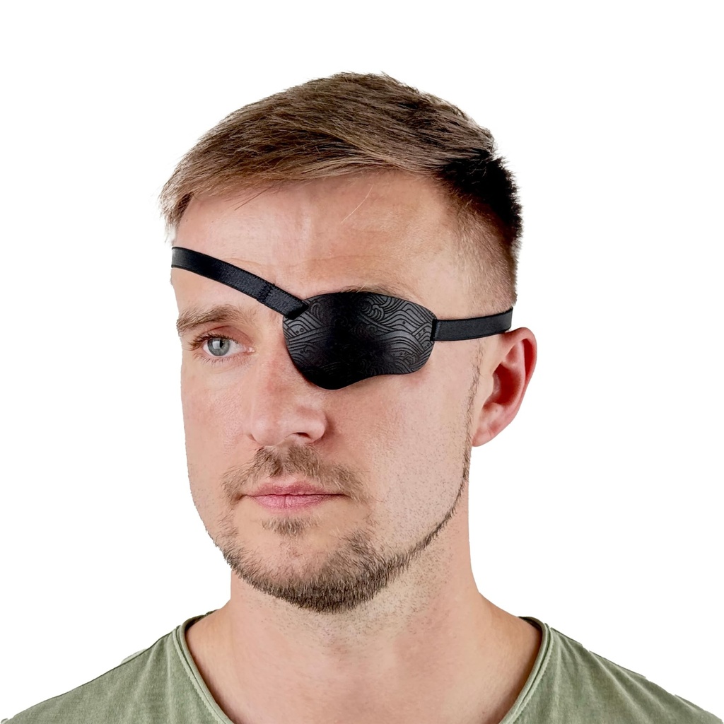 Black Premium Handmade Leather Eye Patch with Soft Foam Padding, Adult Eye Patch for Men and Women