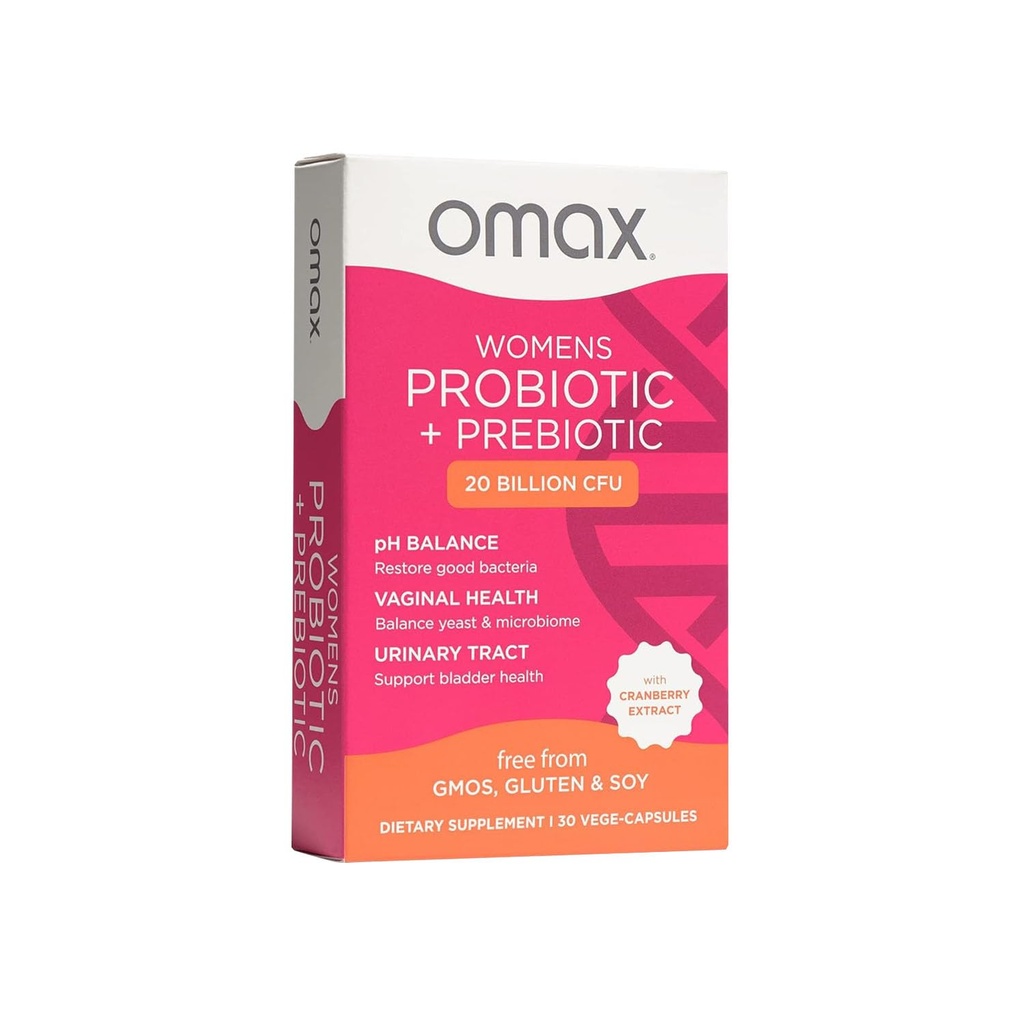 omax 健康 妇女预生和配方综合体、pH平衡、Vag 健康、尿道切除、Yeast 和 BV 预防、乳房癌和Bifidobacterium | Vegan、有机、Gluten Free | 30 Vege-Capules