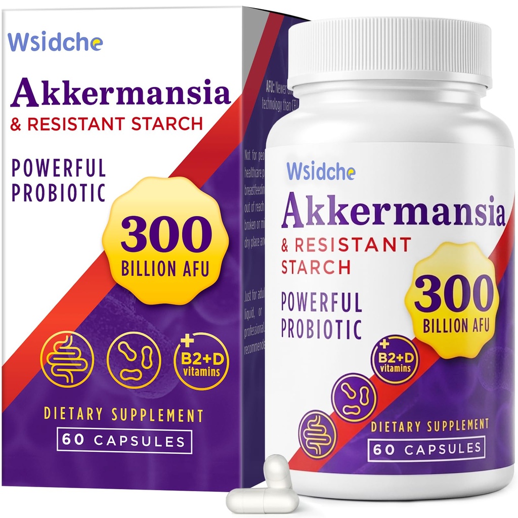 300亿 APU Akkermansia Probiotic QQ GLP-1 女性和男性补编 Akkermansia Muciniphila 用于 GLP-1, 消化, Gut, Imune, 增强 GUT 消化作用, Akka 超生素 - 60 Caps