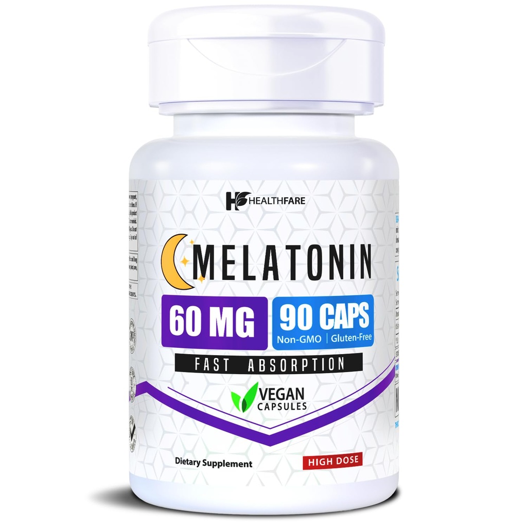 健康美拉托宁 60mg 90 Veg Capsules 90 Veg Capsules 90 Veg Capsules 90 Veg Capsules 90 Veg Capsules 90 Veg Chigh-Strength Formules QQ Vegetarian, Non-GMO, Gluten-Free QQ 在美国制造的植物
