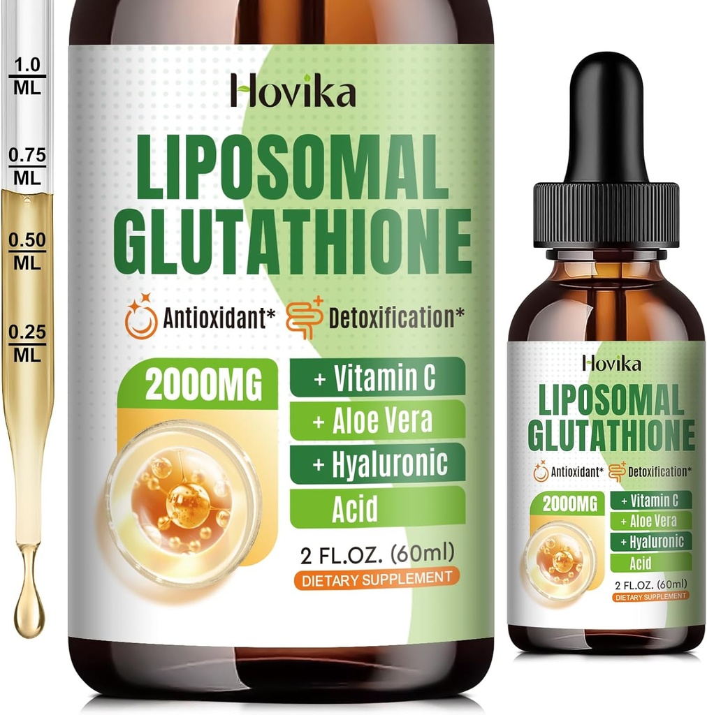 Liposomal Glutathione 补充2000mg,液态Glutathione 滴入维生素C,抗氧化剂用于免疫系统,老化防御,皮肤头部,利弗Detox - 高级吸收,Vegan 2 Fl Oz