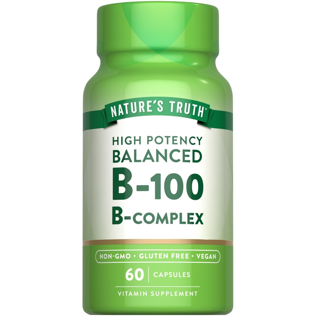 大自然的真理维生素B 复合体 | 60 Capsules | 60 Capsules | 高概率 B-100 | Non-GMO & Gluten 免费补充品