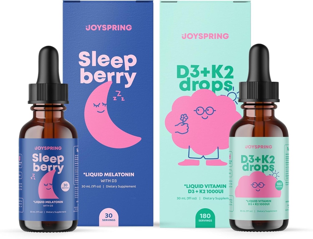 JoySpring Vitamin D3 K2 儿童支持健康免疫系统 儿童支持健康免疫系统 维生素D 儿童支持液体Melatonin