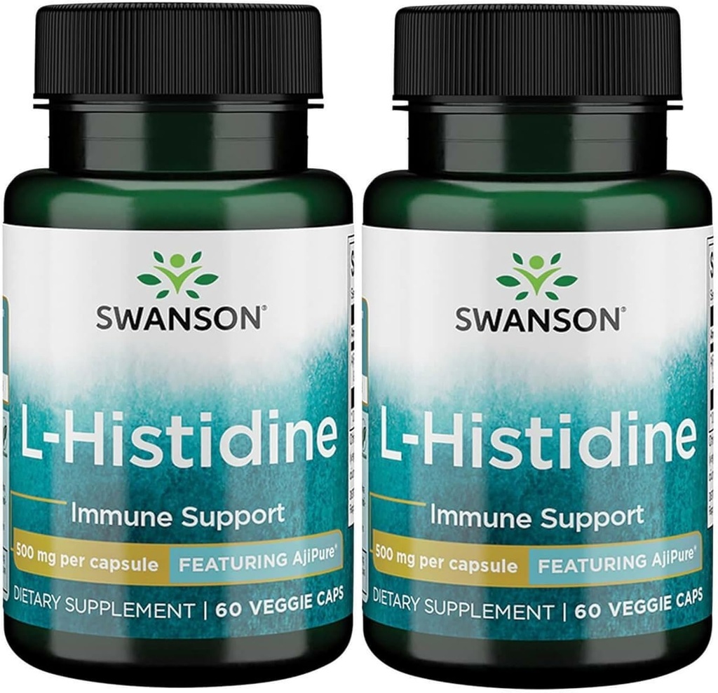 Swanson L-Histidine - 装配Ajipure 500 mg 60 Veg Caps(2包)