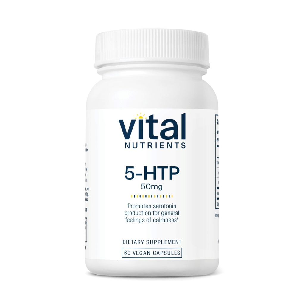 维他命营养素 5-HTP 50mg(5-羟基ptophan) | Vegan Serotonin 支持补充 * | 睡眠与压力支持 | 5HTP和维生素 B6 | Gluten,乳品,Soy Free | Non-GMO | 60 Capsules