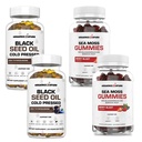ORGANICS NATURE 黑种子油囊(2瓶) & 海摩斯胶囊(2瓶) & Vegan Softgels,用于毛发,皮肤,心脏,联合支持,肺除毒,能源,Mucus Clear,甲状腺,消化Omega 3s