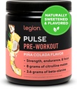 LEGION Pulse Pre Workout - 所有天然氮氧化物 Preworkout 喝到靴状能量,Creatine自由,自然甜化,Beta Alanine, Citrulline, Alpha GPC (Pina Colada)