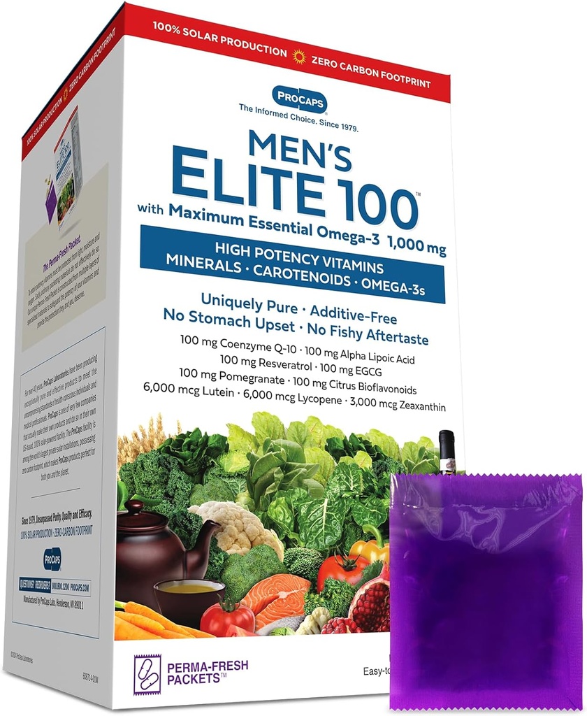 安德烈·勒斯曼(Andrew Lessman Multivitamin) - 男性精英-100 配有最大基本奥米加-3 1000 mg 30 packets – Potent 营养剂,基本维生素,矿物,激素和卡罗特诺素. 无附加