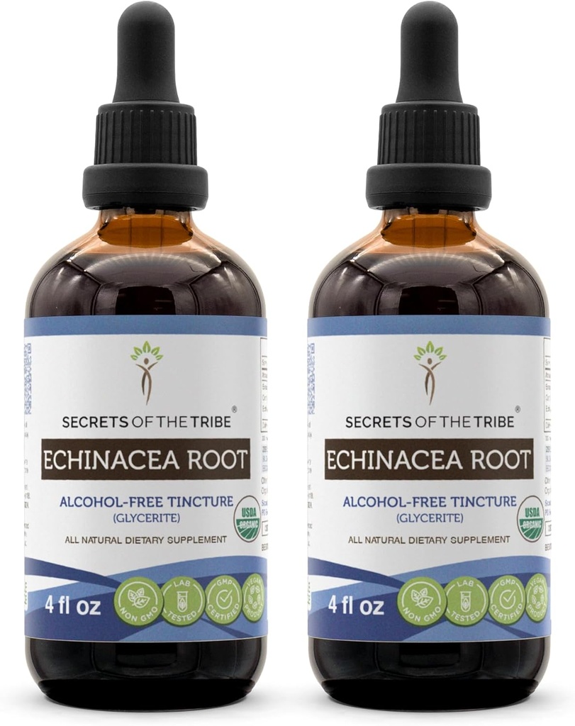 Echinacea Root USDA 有机丁香 QQ 无酒精提取,高概率草药滴,免疫系统健康 100%认证的Echinacea root(Echinacea Purpurea) 2x4 oz