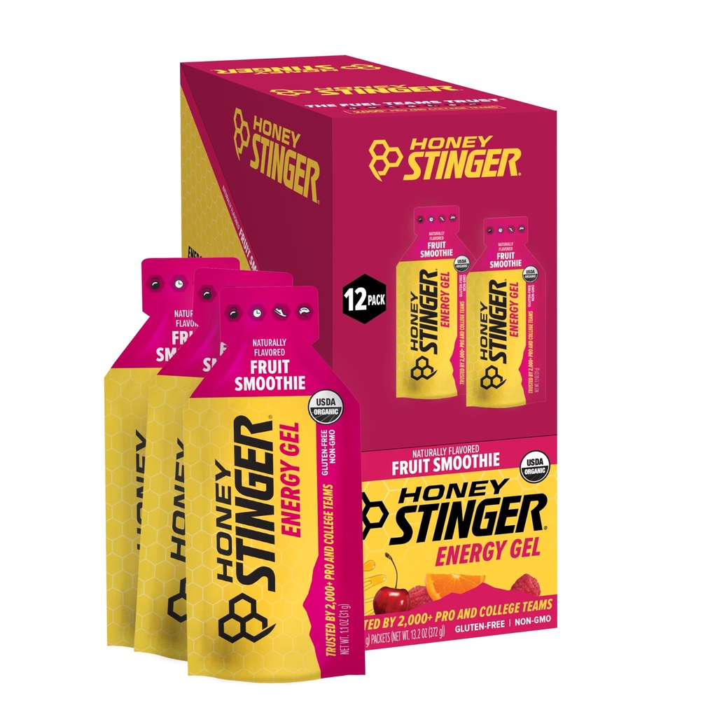 Honey Stinger 有机水果滑冰能源Gel、Gluten Free & Cafeine Free、锻炼、运行和性能、家庭运动营养和健身运动、前期和中期工作,12 Pack、13.2 Ounce