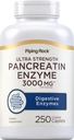 Piping Rock Pancreatin 消化酶 + 3000mg → 250卡普莱特 + 超强 + 超强 → 非 GMO, Gluten 免费补充