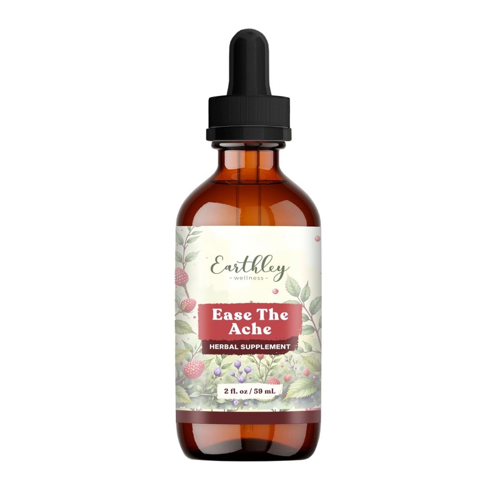 Earthley Wellness Ease The Ache, 自然荷尔蒙支持 Cramps, Bloating, Mood Swings, 以及产后不适, Cramp Bark, Red Raspberry Leaf, Motherwort, Nettle (1oz)