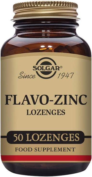 Solgar Flavo-Zinc Lozenge, 50 Counter - Great-Tasting Lemon Lime Flavor - 抗氧化剂,免疫系统健康 - 高吸附性,溶解性快 - Vegan, Gluten Free, Dairy Free, Kosher - 50 services