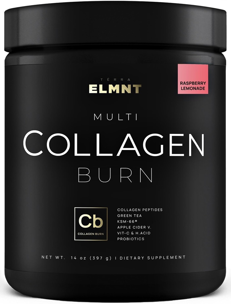 ELMNT 超级Collagen Burning for Women w. Probiotics, Hyaluronic Acid, Apple C Vinegar, KSM66, Biotin + Premium Colageno 多Collagen 蛋白粉用于体重损失, Fat Burner, Hair, Skin+ (R-Lemonade)