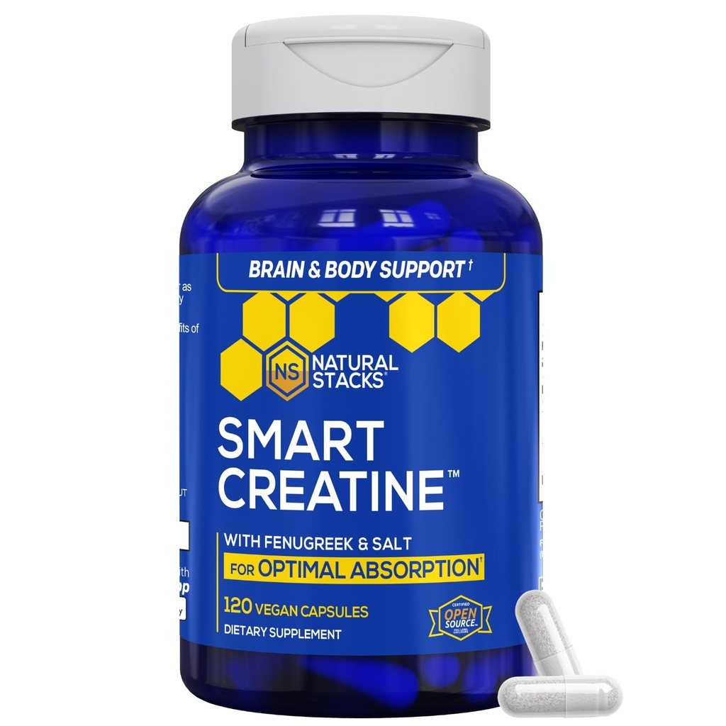 Creatine Monohdrate - 2500mg Creatine Pills - 450mg Fenugreek 提取和250mg 喜马拉雅粉红色盐 - 支持脑健康,耐力和肌肉建筑 - 高级吸收公式 - 120卡普勒