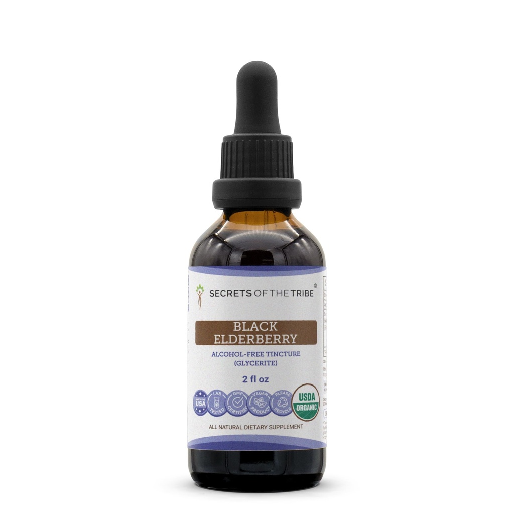 Black Elderberry USDA 有机丁香 → 酒精-FREE 提取物,高概率草药滴, 免疫系统健康 → 100%认证的有机黑草莓(Sambucus Nigra) 2 oz