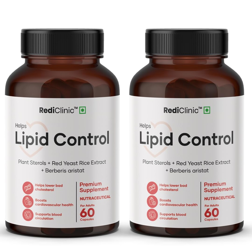 Lipid Control Capsules |Blend of Plant Sterols, Arjuna, Guggul | Helps Manage Cholestrol Levels and Supports Heart Health | Pack of 2-60 Capsules
