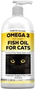 野生鱼油(Nodens Natural Fish Oil for Cats Skin & Coat) - 100%纯Omega 3 Fish Oil for Dandruff & Hairballs - 猫维生素和补充鱼油液体用于联合炎症,免疫支持和消化