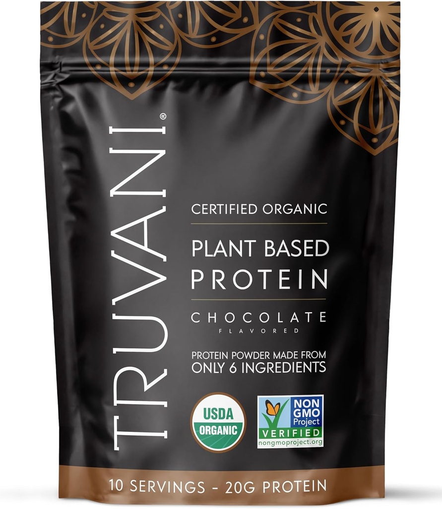 Truvani Vegan Pea 蛋白质粉 巧克力 20g 有机植物基蛋白 10 服务 Keto Gluten & Dairy Free → 低卡 → 无添加糖