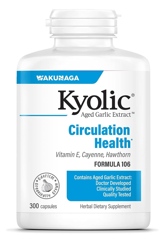 Kyolic Aged Garlic 提取法106, 循环健康, 300 Capsules (包装 May Vary)