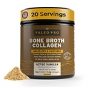 PaleoPro Bone Brothe Collagen 蛋白粉 - Turmeric Root Grass-Fed Collagen Powder for Skin & Bones - Gluten Free, No Sugar, Soy, Grains, Net Carbs - Paleo Keto 友好20 服务阿兹特克·瓦尼拉