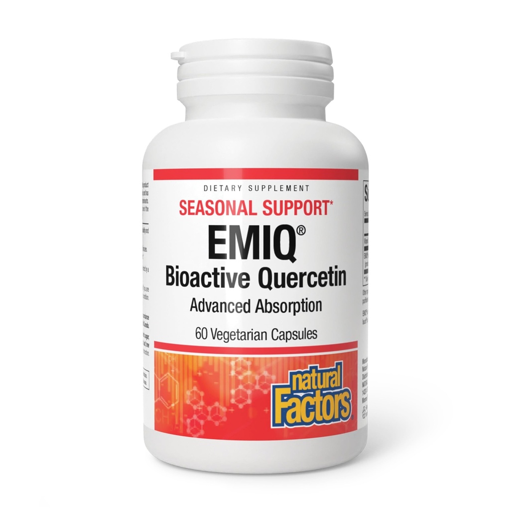 生物活性素 Quercetin EMIQ - 维生素C的豁免支持补充物 - 上呼吸和心脏健康的Quercetin - 60 植物卡普尔(60种服务)