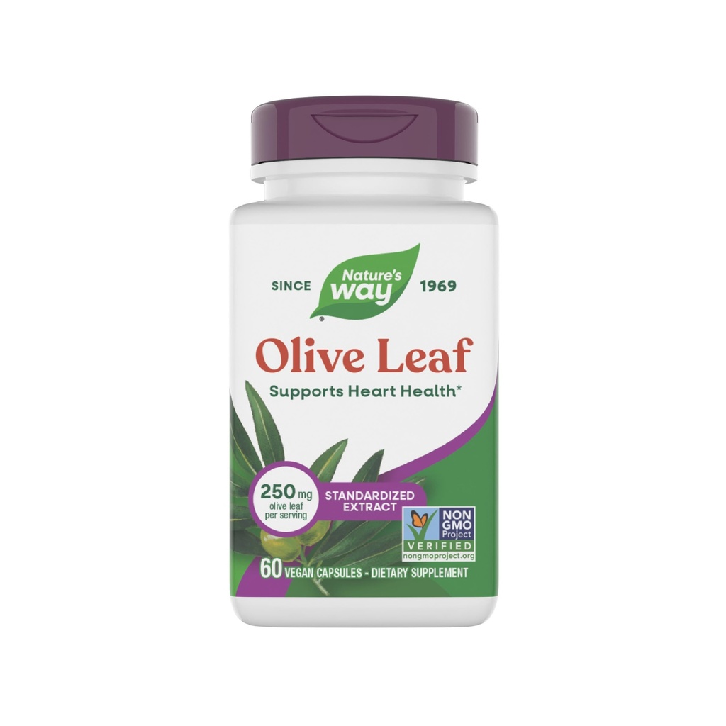 自然之路 橄榄叶椒提取补充品,支持心脏健康*,每服250毫克,Gluten Free,Vegan,60 Capsules(包装May Vary)