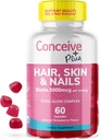 (原始内容存档于2018-09-21). ConcEIVE PLUS 头发皮和钉子胶块 - 外史特朗斯·比奥丁,VIT A, C, D3, E Vitamins - Vegan, 头发生长补充 - Gelatin-free - 60 Counter