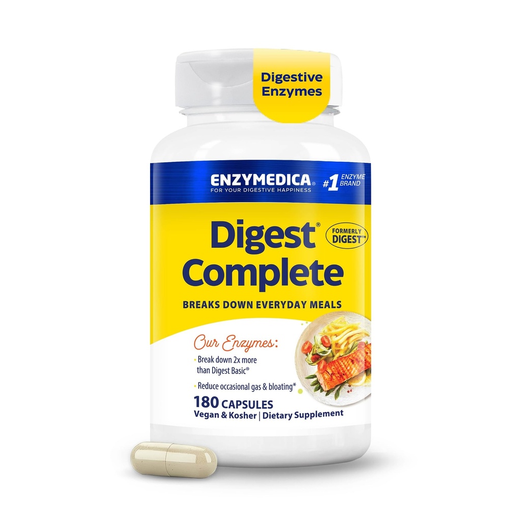 Enzymedica文摘,全程,每日消化酶,提供快活气体和布洛廷特救济,180 Counter(FFP)
