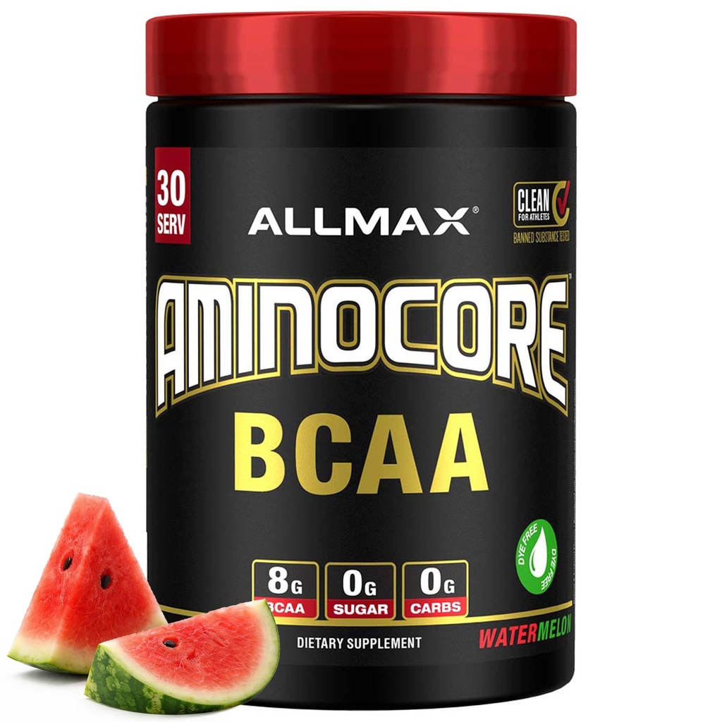 AlMAX 营养 AMINOCORE BCAA – 8G BCAAs 100%纯分支链氨基酸 – Gluten Free - 西瓜 – 315 gram