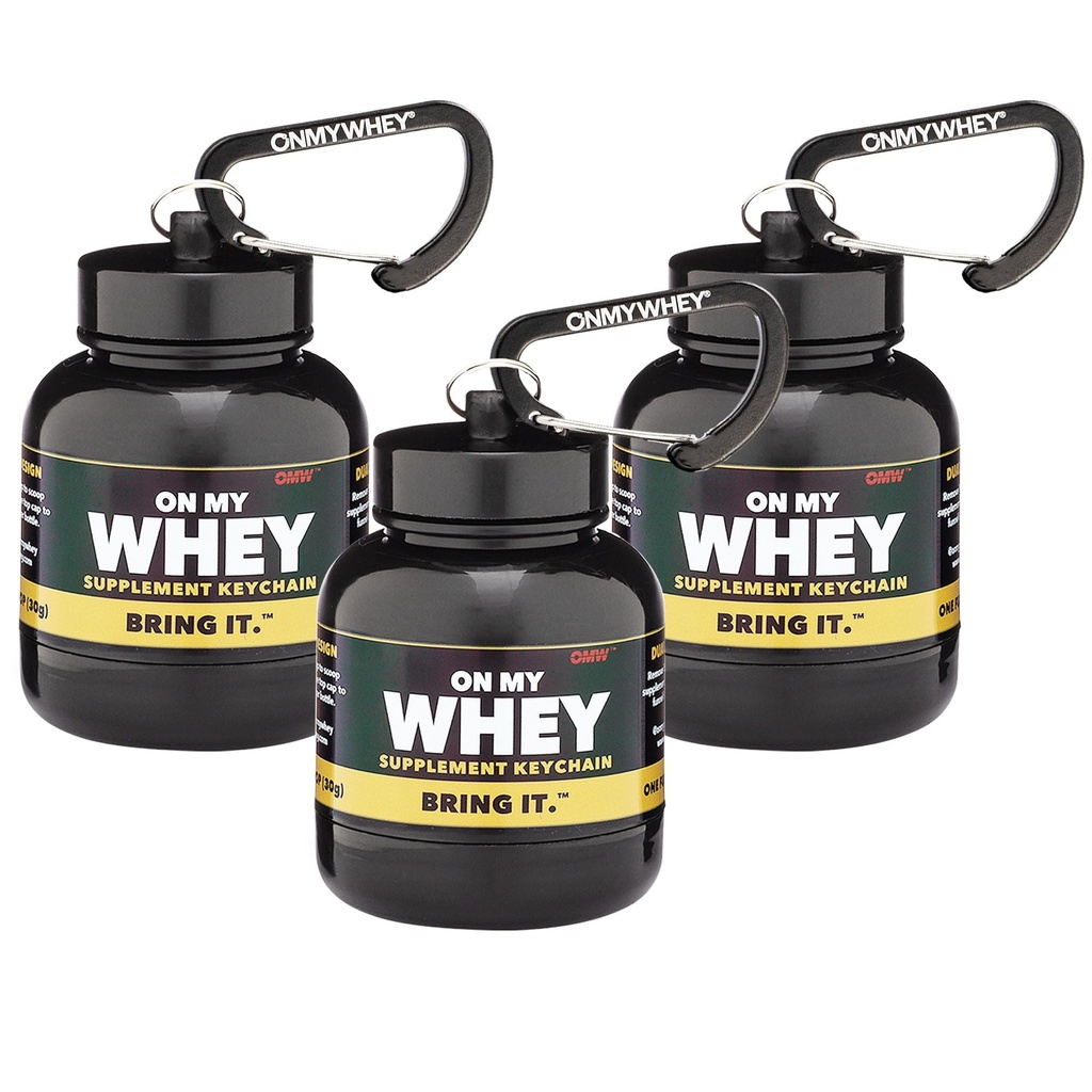 On MyWhey - 蛋白质粉末和补充漏斗键链、可移植至去的健身、健身、健身和旅行集装箱 - TSA批准,经典3-Pack