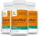 Terry自然CuraMed 375mg - 脑和免疫健康支持的抗氧化剂补充剂 - 配有Curcumin & Turmeric 基本油的饮食补充剂 - 草药肝脏支持 - 120 Softgels (Pack of 3)