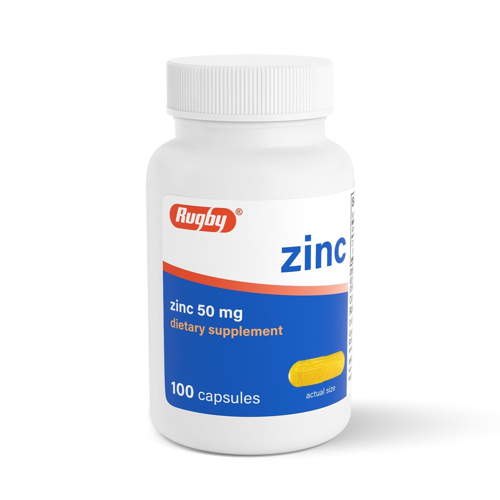 Rugby Zinc 50mg - Gluten-Free Daily Dublic 生活支持补充,100个计数