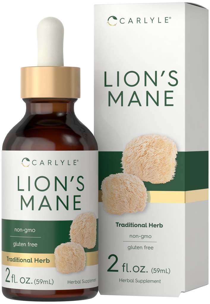 Carlyle Lions Mane 蘑菇补充品 → 2 Fl Oz → 液体提取丁香 → 蔬菜 → Non-GMO, Gluten Free