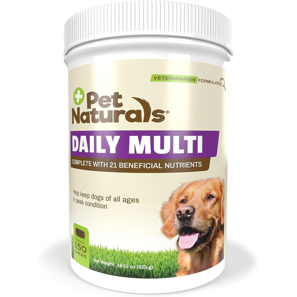 Pet Naturals Daily Multivitamin for Dogs, Veggie Flavor, 150 Chews - 含氨基酸的美味Chews, 以及抗氧化剂 - 支持能量,元电函数和宠物井