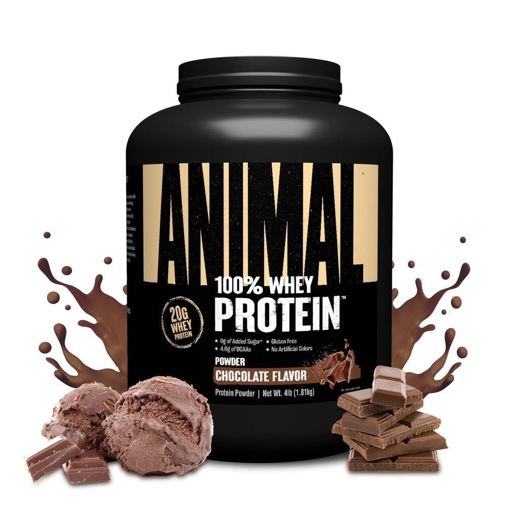 动物 100% Whey蛋白粉 — Whey 混合 用于预选工作或后选工作,回收,或用卡巴亚分链氨基酸取代任何时段的低糖蛋白助食剂 – 巧克力,4磅