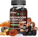 9 in 1 Mushroom Gummys 配有 Lion's Mane for Focus Supplement 和 支持Immune System De-Stress Boost Mood & Energy 60 Count Kombucha Flavor的能量补充工具