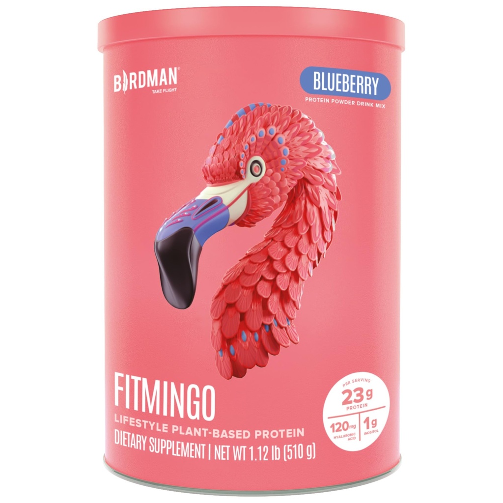 BIRDMAN Fitmingo Vegan 蛋白质粉 配有 Inositol, Collagen 助推剂, Hyaluronic Acid 和维生素 → 低卡布, 乳制品自由, 低卡路里 → 23g 植物蓝莓蛋白粉 配有 Myo-Inositol